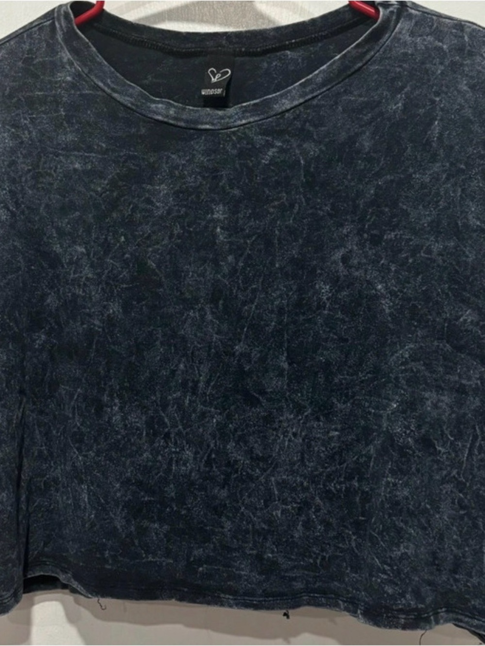Vintage Wash Black Womens Crewneck Shirt